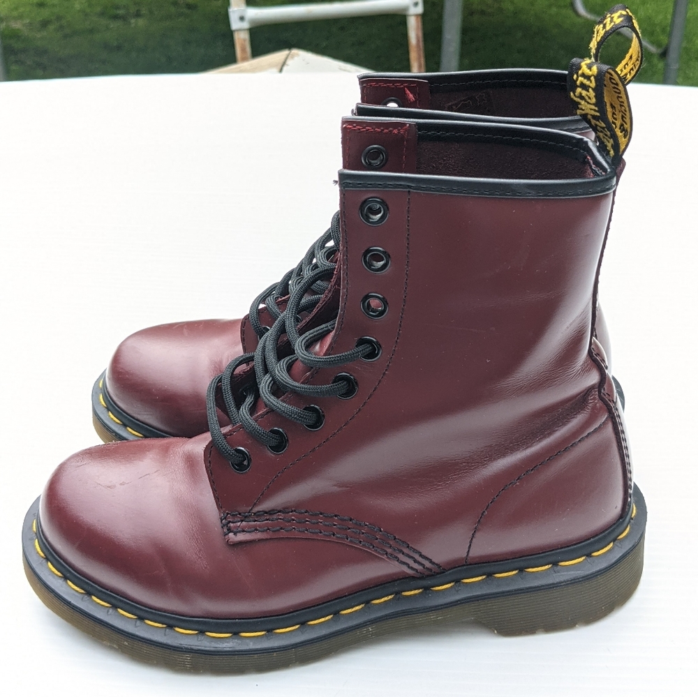 DOC MARTENS Smooth Leather Cherry Red Laceup Boots - Picture 5 of 10